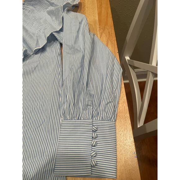 Loft, Blue/White Womens, One Shoulder Blouse $22, Size M, B51 - Picture 8 of 10